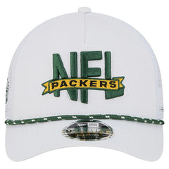 Green Bay Packers New Era NFL 9FORTY A-Frame M-Crown Adjustable Trucker Hat - White discount