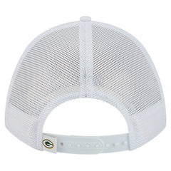 Green Bay Packers New Era NFL 9FORTY A-Frame M-Crown Adjustable Trucker Hat - White discount