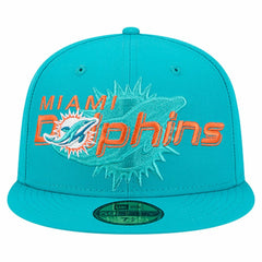 Miami Dolphins New Era Overlap Wordmark 59FIFTY Fitted Hat - Aqua sale