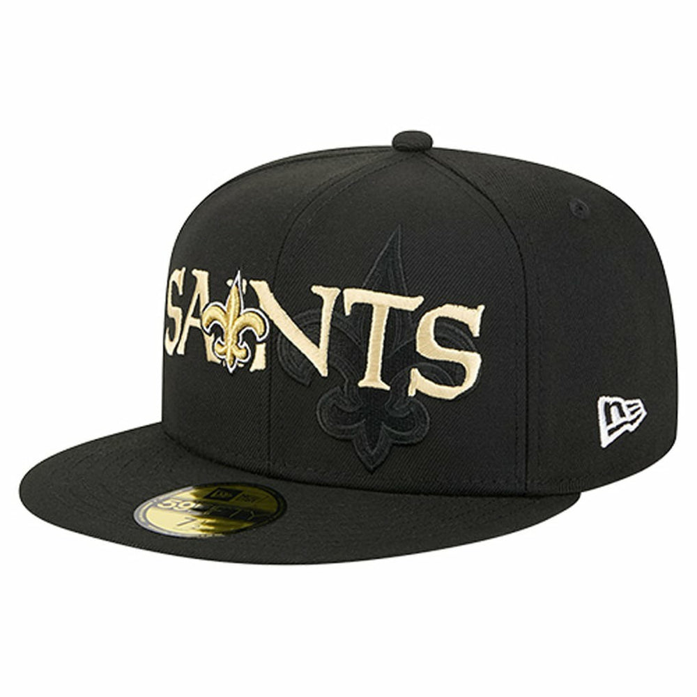 New Orleans Saints New Era Overlap Wordmark 59FIFTY Fitted Hat - Black cheap
