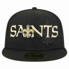 New Orleans Saints New Era Overlap Wordmark 59FIFTY Fitted Hat - Black cheap
