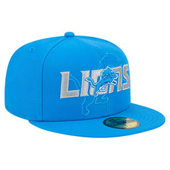 Detroit Lions New Era Overlap Wordmark 59FIFTY Fitted Hat - Blue discount
