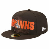 Cleveland Browns New Era Overlap Wordmark 59FIFTY Fitted Hat - Brown on sale