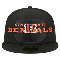 Cincinnati Bengals New Era Overlap Wordmark 59FIFTY Fitted Hat - Black for sale