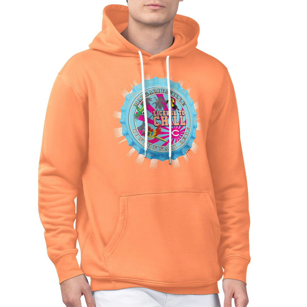 Cincinnati Reds Margaritaville Chill Bottle Cap Fleece Pullover Hoodie - Orange