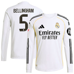 Jude Bellingham Real Madrid 2025/26 Home Long Sleeve Jersey - White | Adidas shop