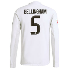Jude Bellingham Real Madrid 2025/26 Home Long Sleeve Jersey - White | Adidas shop