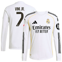 Vini Jr. Real Madrid 2025/26 Home Long Sleeve Jersey - White | Adidas outlet