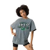New York Jets Gameday Couture Women's Peak Performance Oversized Snow Wash T-Shirt - Gray sale