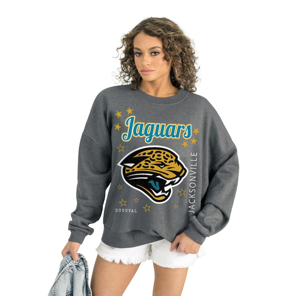 Jacksonville Jaguars Gameday Couture Women's Ready to Rumble Premium Fleece Pullover Sweatshirt - Gray on sale