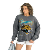 Jacksonville Jaguars Gameday Couture Women's Ready to Rumble Premium Fleece Pullover Sweatshirt - Gray on sale