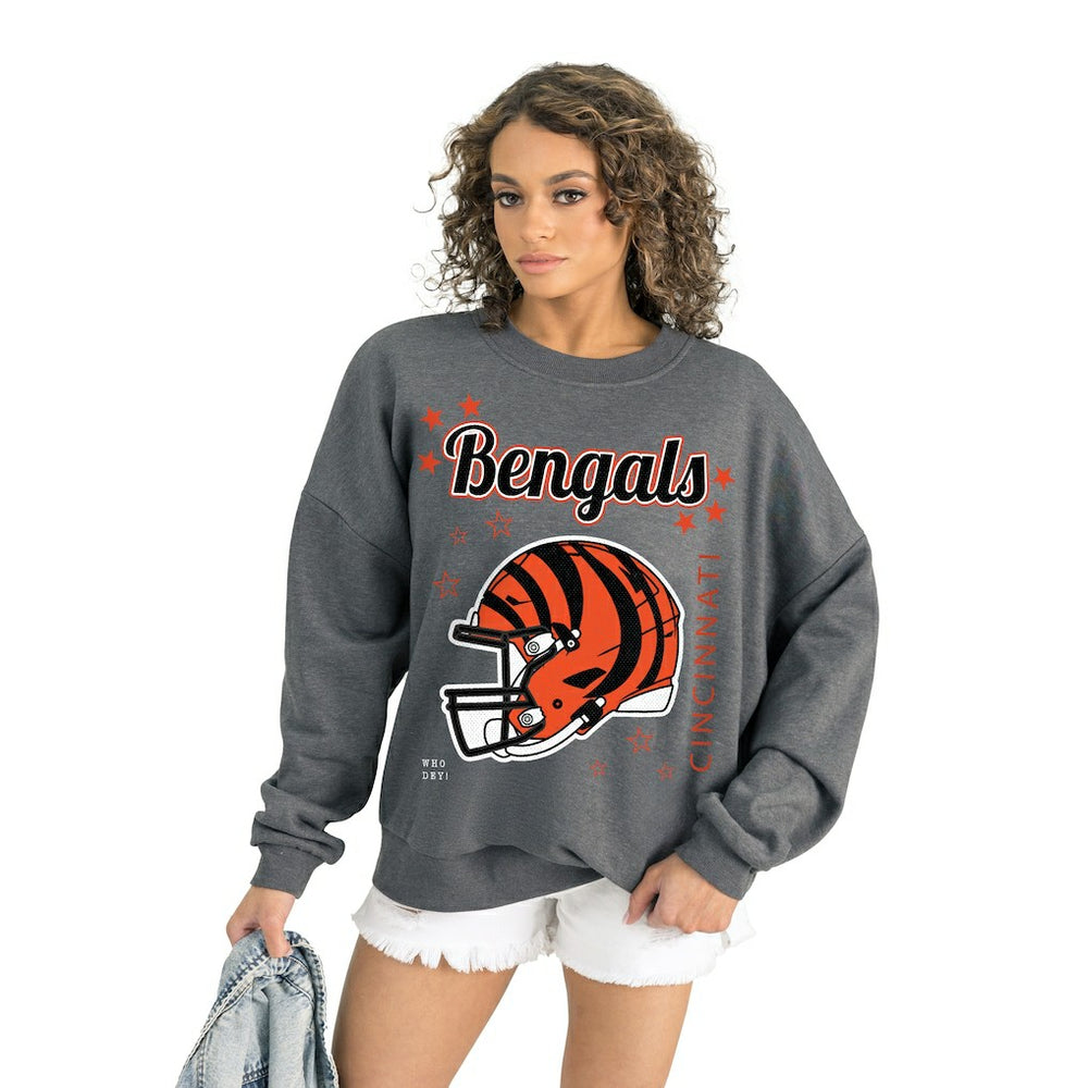 Cincinnati Bengals Gameday Couture Women's Ready to Rumble Premium Fleece Pullover Sweatshirt - Gray for sale