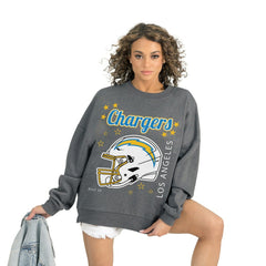 Los Angeles Chargers Gameday Couture Women's Ready to Rumble Premium Fleece Pullover Sweatshirt - Gray on sale