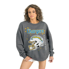 Los Angeles Chargers Gameday Couture Women's Ready to Rumble Premium Fleece Pullover Sweatshirt - Gray on sale