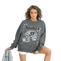Las Vegas Raiders Gameday Couture Women's Ready to Rumble Premium Fleece Pullover Sweatshirt - Gray on sale