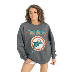 Miami Dolphins Gameday Couture Women's Ready to Rumble Premium Fleece Pullover Sweatshirt - Gray discount