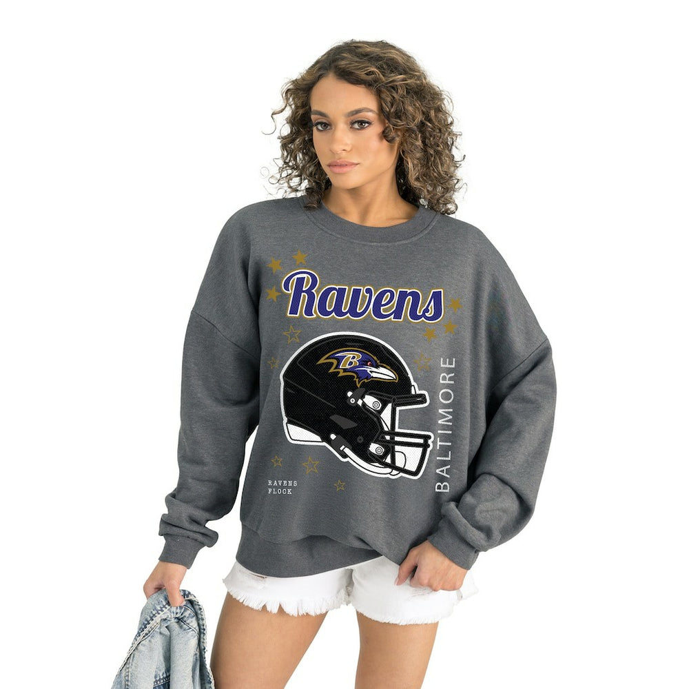 Baltimore Ravens Gameday Couture Women's Ready to Rumble Premium Fleece Pullover Sweatshirt - Gray cheap