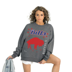Buffalo Bills Gameday Couture Women's Ready to Rumble Premium Fleece Pullover Sweatshirt - Gray for sale