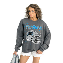 Carolina Panthers Gameday Couture Women's Ready to Rumble Premium Fleece Pullover Sweatshirt - Gray cheap