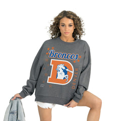 Denver Broncos Gameday Couture Women's Ready to Rumble Premium Fleece Pullover Sweatshirt - Gray for sale