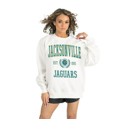 Jacksonville Jaguars Gameday Couture Women's Timeless Triumph Premium Fleece Pullover Sweatshirt - White cheap