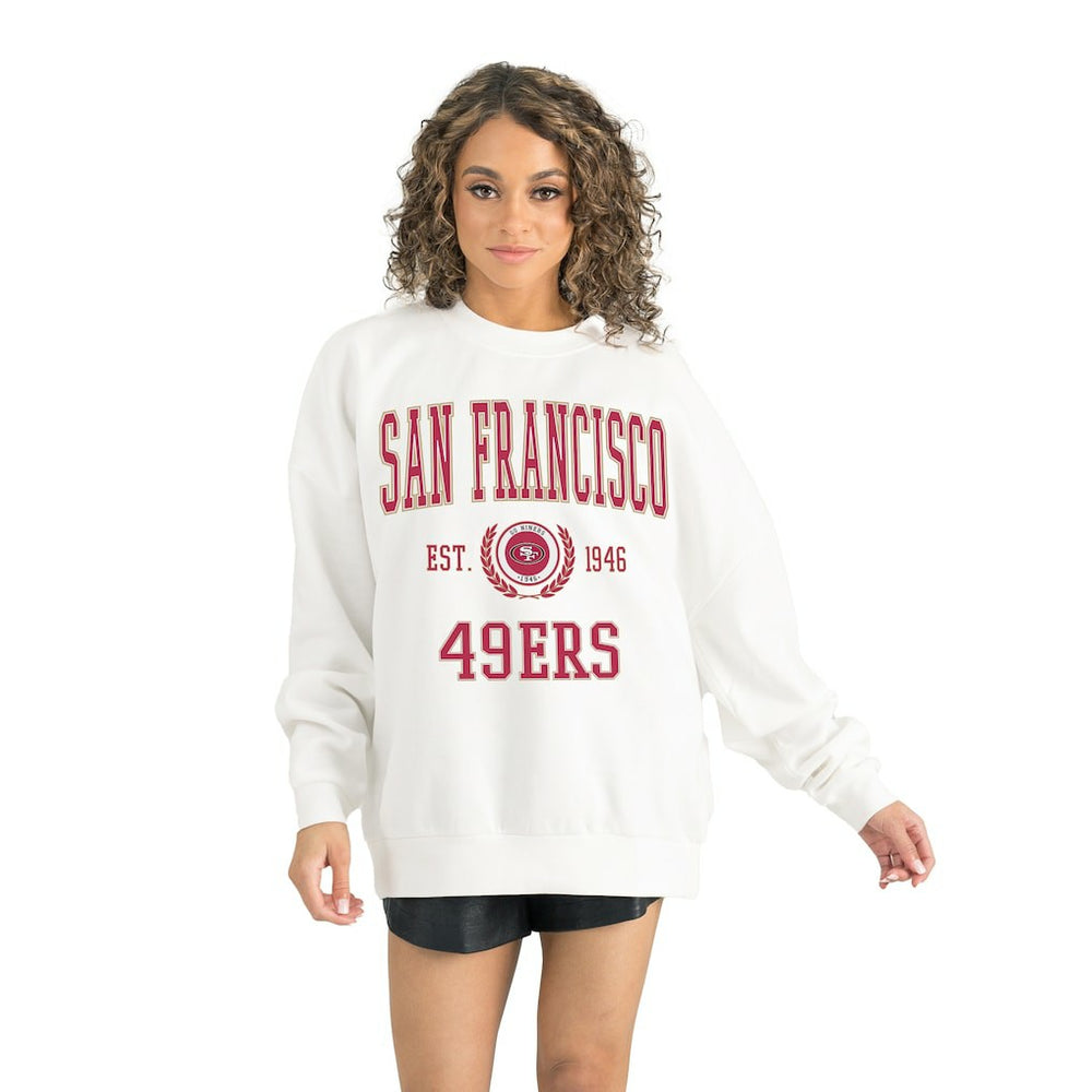 San Francisco 49ers Gameday Couture Women's Timeless Triumph Premium Fleece Pullover Sweatshirt - White outlet