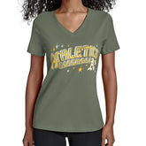 Athletics Starter Women's Fireworks Team Name V-Neck T-Shirt - Green