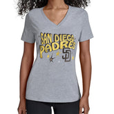 San Diego Padres Starter Women's Fireworks V-Neck T-Shirt - Gray