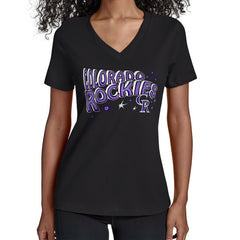 Colorado Rockies Starter Women's Fireworks V-Neck T-Shirt - Black