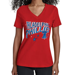Philadelphia Phillies Starter Women's Fireworks V-Neck T-Shirt - Red