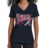 Atlanta Braves Starter Women's Fireworks V-Neck T-Shirt - Navy