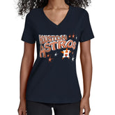 Houston Astros Starter Women's Fireworks V-Neck T-Shirt - Navy
