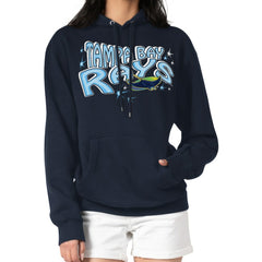 Tampa Bay Rays Starter Women's Fireworks Fleece Tri-Blend Pullover Hoodie - Navy