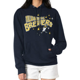 Milwaukee Brewers Starter Women's Fireworks Fleece Tri-Blend Pullover Hoodie - Navy