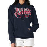 Minnesota Twins Starter Women's Fireworks Fleece Tri-Blend Pullover Hoodie - Navy