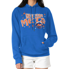 New York Mets Starter Women's Fireworks Fleece Tri-Blend Pullover Hoodie - Royal