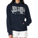 New York Yankees Starter Women's Fireworks Fleece Tri-Blend Pullover Hoodie - Navy