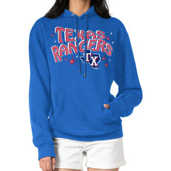 Texas Rangers Starter Women's Fireworks Fleece Tri-Blend Pullover Hoodie - Royal