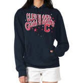 Cleveland Guardians Starter Women's Fireworks Fleece Tri-Blend Pullover Hoodie - Navy