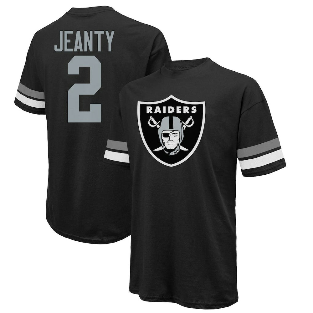Ashton Jeanty Las Vegas Raiders Majestic Threads 2025 NFL Draft First Round Pick Oversized T-Shirt - Black on sale