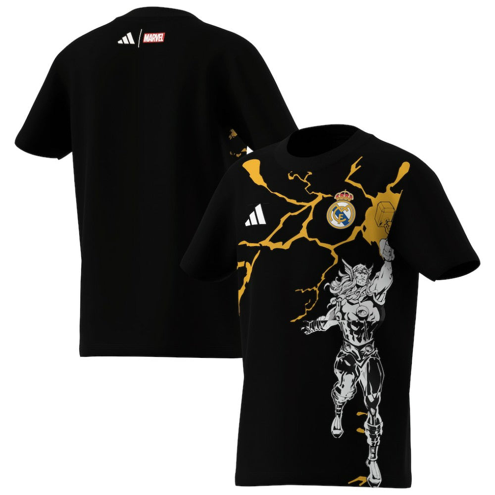 Real Madrid x Marvel Youth Graphic T-Shirt - Black | Adidas outlet