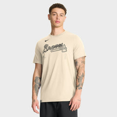 Atlanta Braves Wordmark Tri-Blend T-Shirt - Natural | Nike