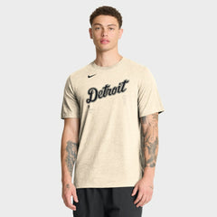 Detroit Tigers Wordmark Tri-Blend T-Shirt - Natural | Nike