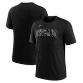 Chicago Cubs Wordmark Tri-Blend T-Shirt - Heather Black | Nike