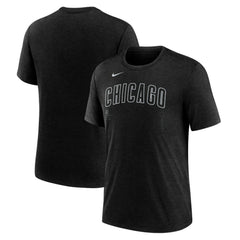 Chicago Cubs Wordmark Tri-Blend T-Shirt - Heather Black | Nike