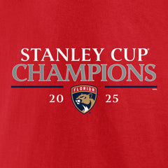 Florida Panthers Fanatics 2025 Stanley Cup Champions Signature Roster T-Shirt Red