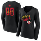 Atlanta Hawks Women's Hustle Custom Long Sleeve V-Neck T-Shirt - Black outlet
