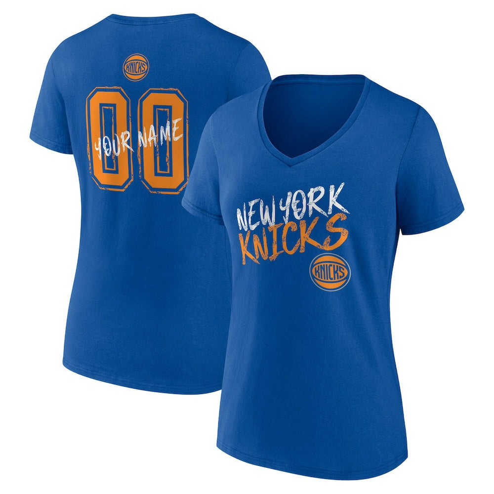 New York Knicks Women's Hustle Custom V-Neck T-Shirt - Blue on sale