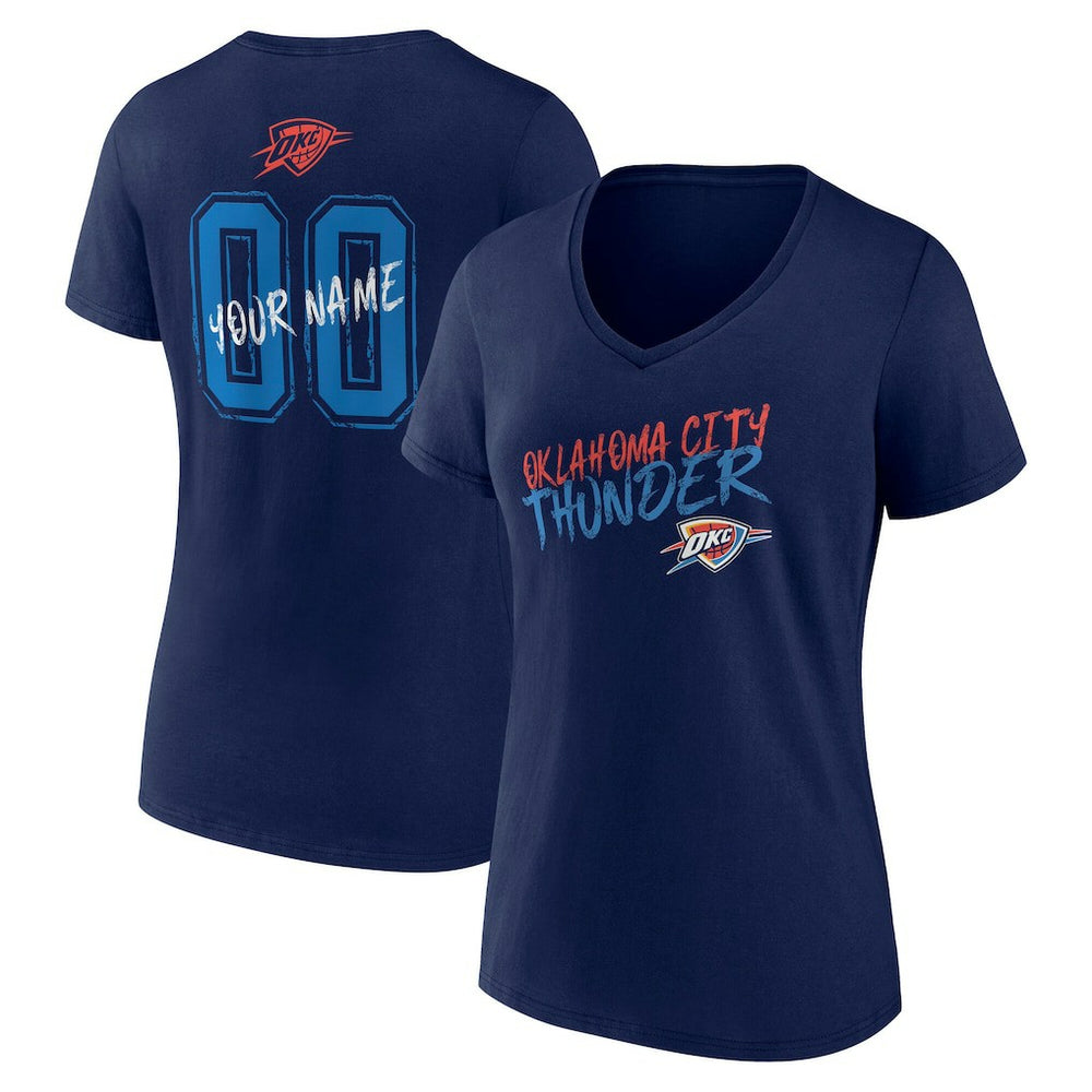 Oklahoma City Thunder Women's Hustle Custom V-Neck T-Shirt - Navy discount
