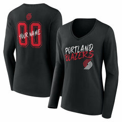 Portland Trail Blazers Women's Hustle Custom Long Sleeve V-Neck T-Shirt - Black sale